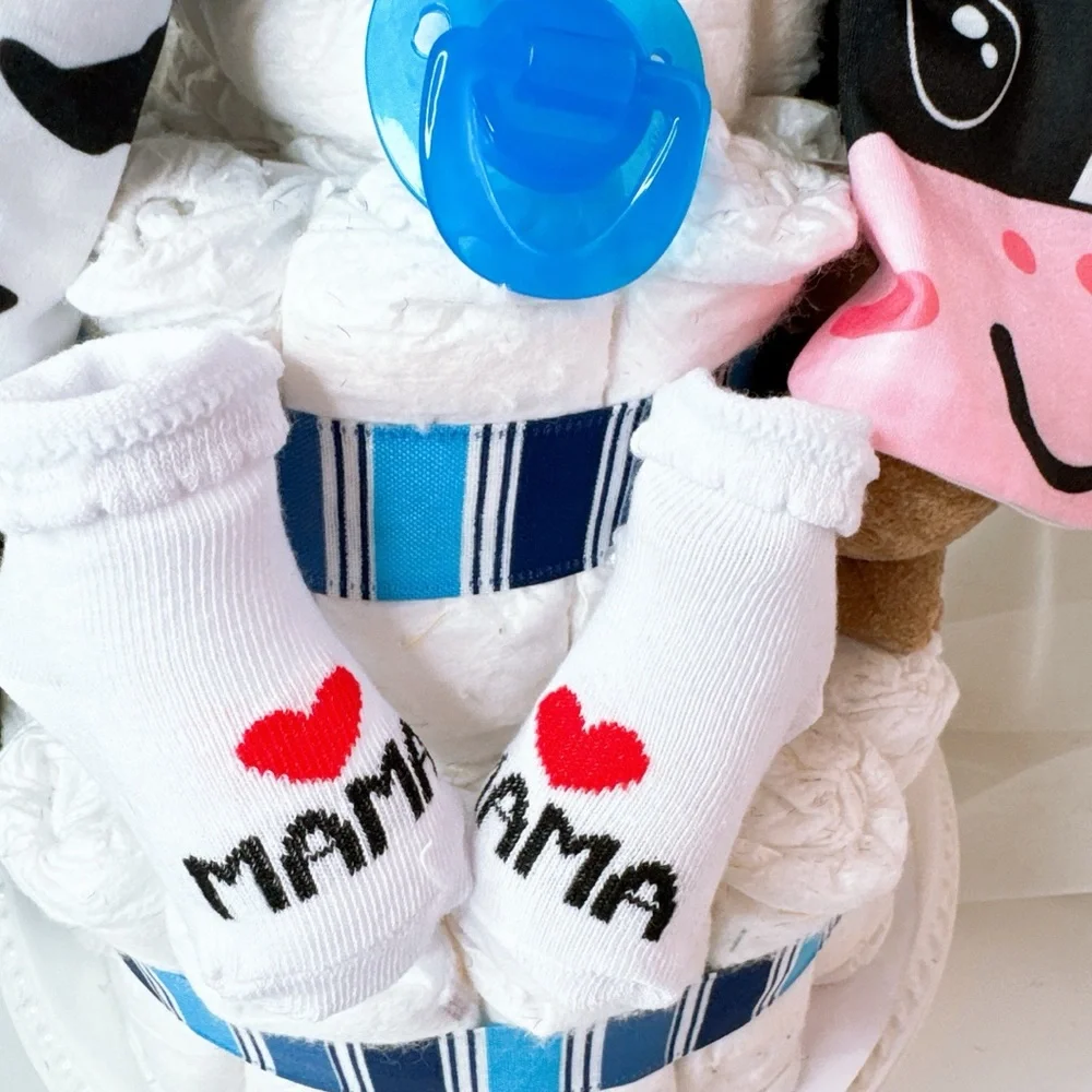 Cow Diaper Cake, Farm Baby Shower, Farm Theme